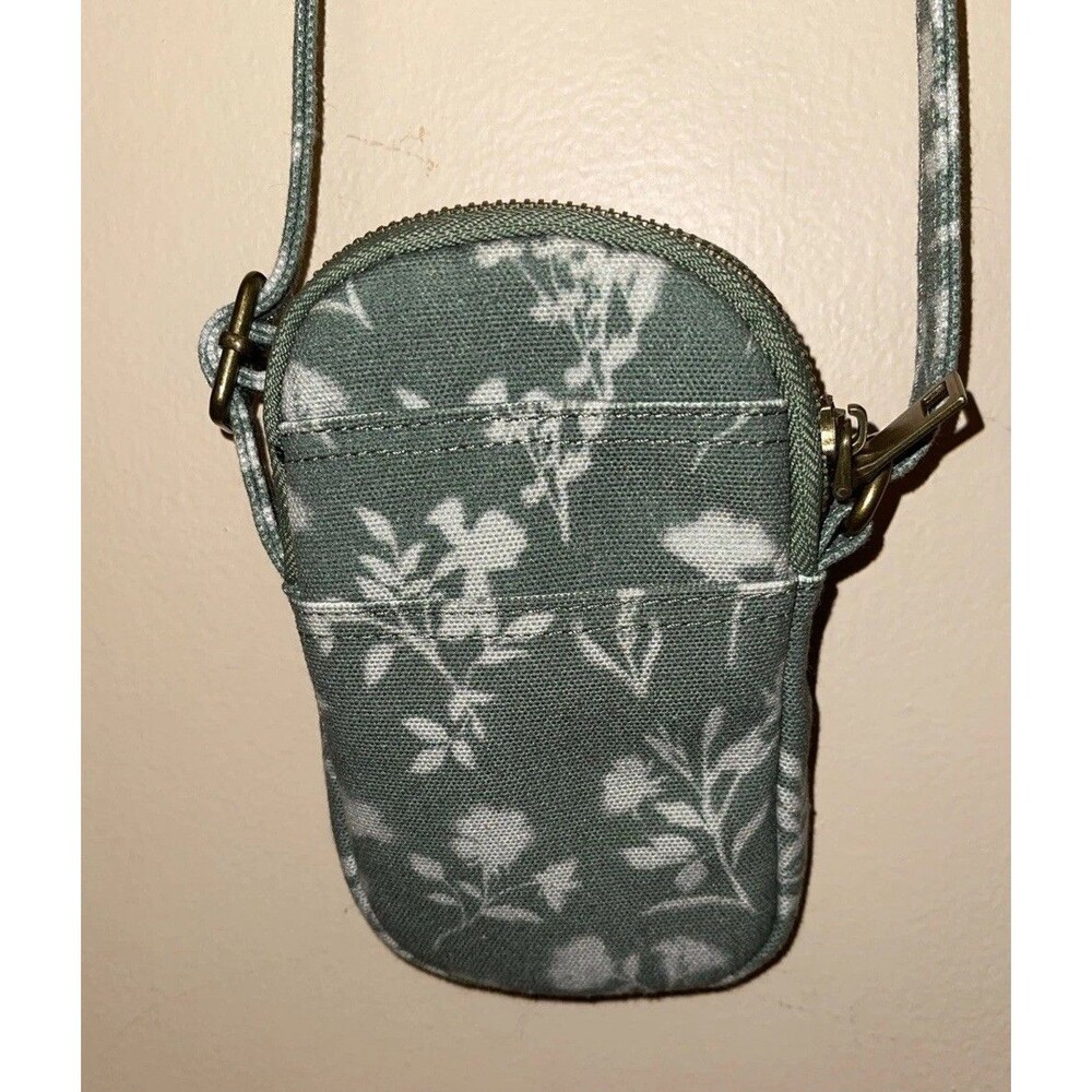 Women's Bungee Phone Crossbody Bag Green/Sea Turtle Floral Depth 6” Width 3.5”